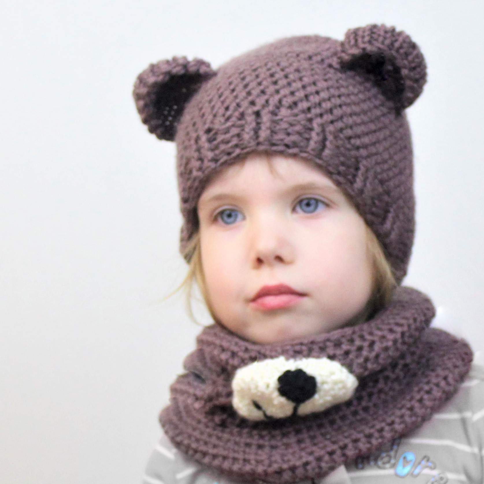 Blair Bear SET (HAT+COWL) Crochet Pattern The Easy Design