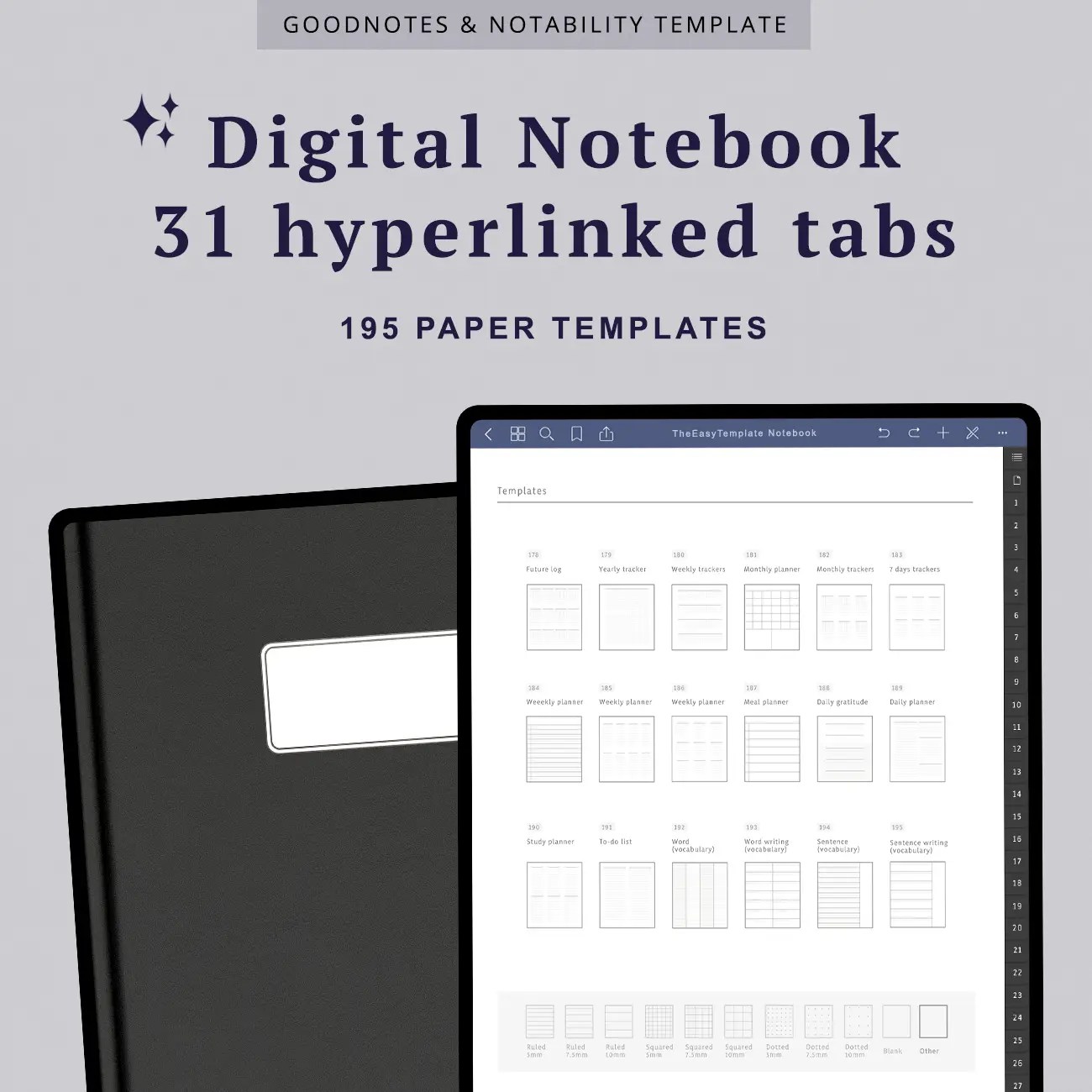 Digital Notebook with 195 Notes Templates iPad Notetaking