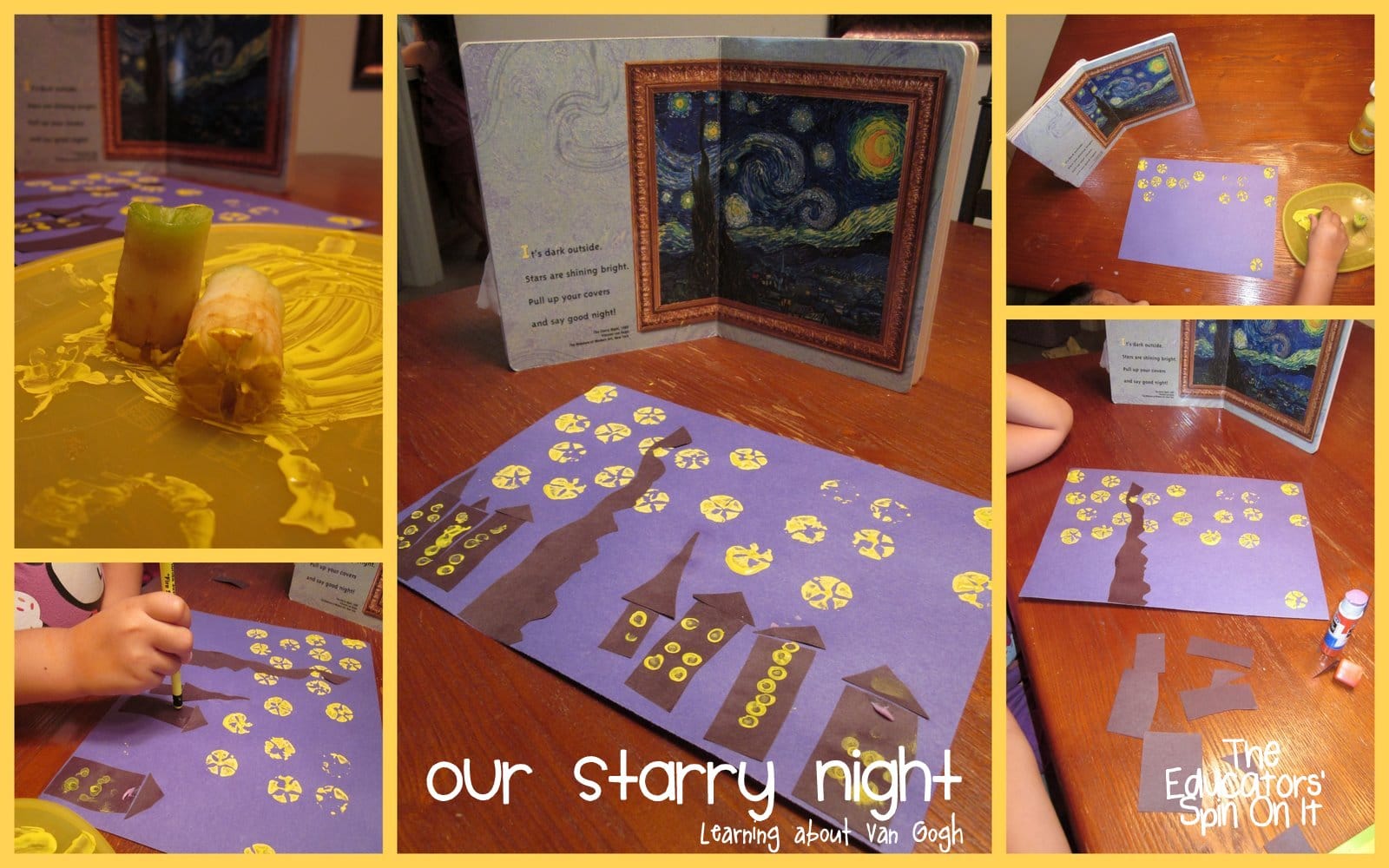 Apple Star Prints to Create Starry Night by Van Gogh The Educators' Spin On It