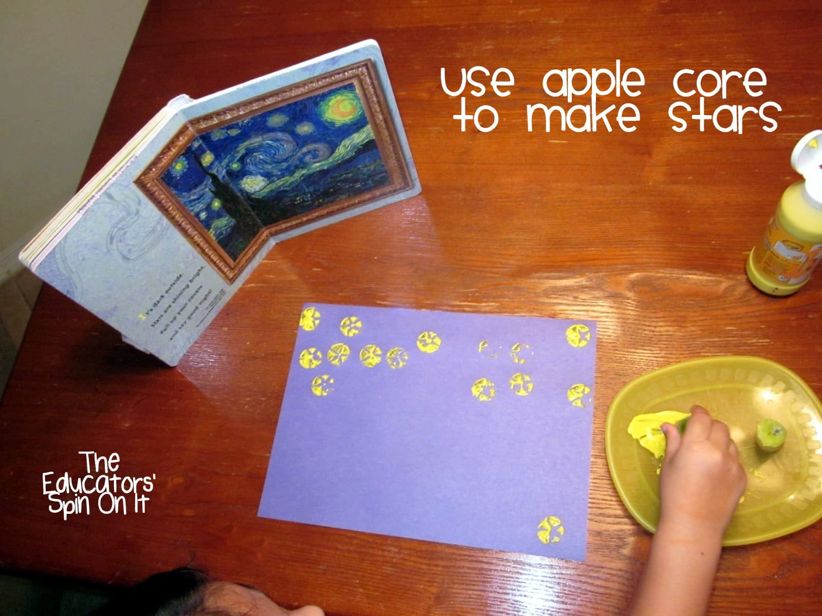 Apple Star Prints to Create Starry Night by Van Gogh The Educators' Spin On It