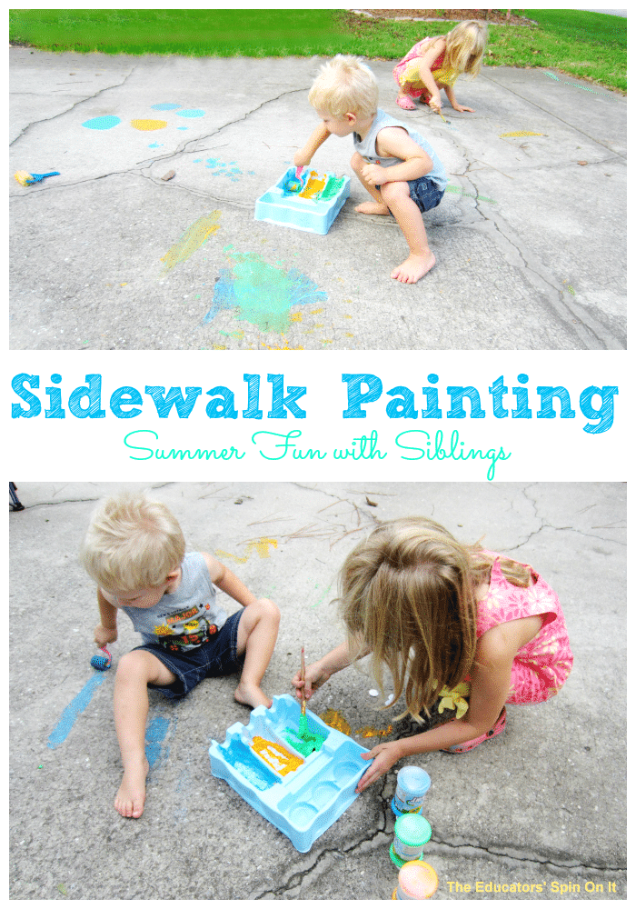 Summer Activity Sidewalk Paint, a great sibling activity The
