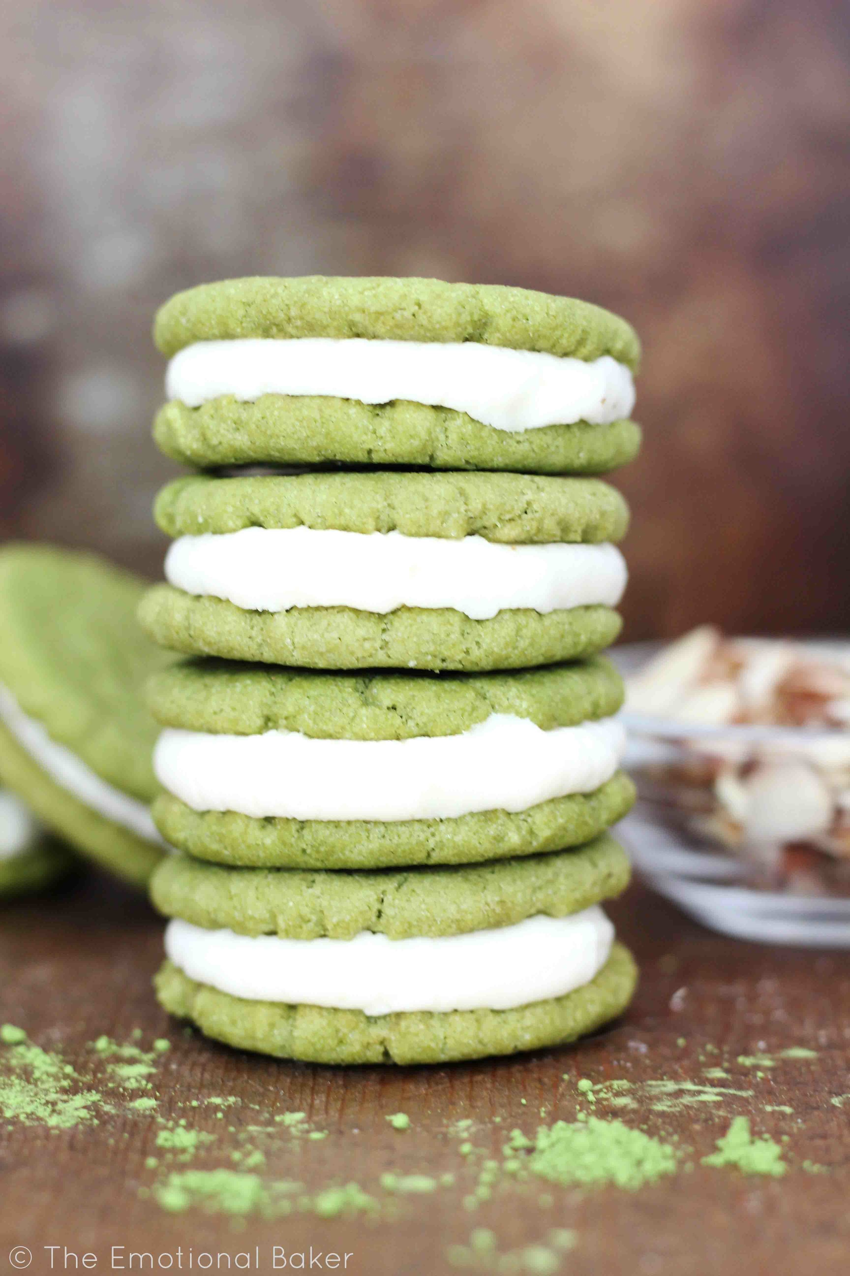 Matcha Almond Sandwich Cookies The Emotional Baker