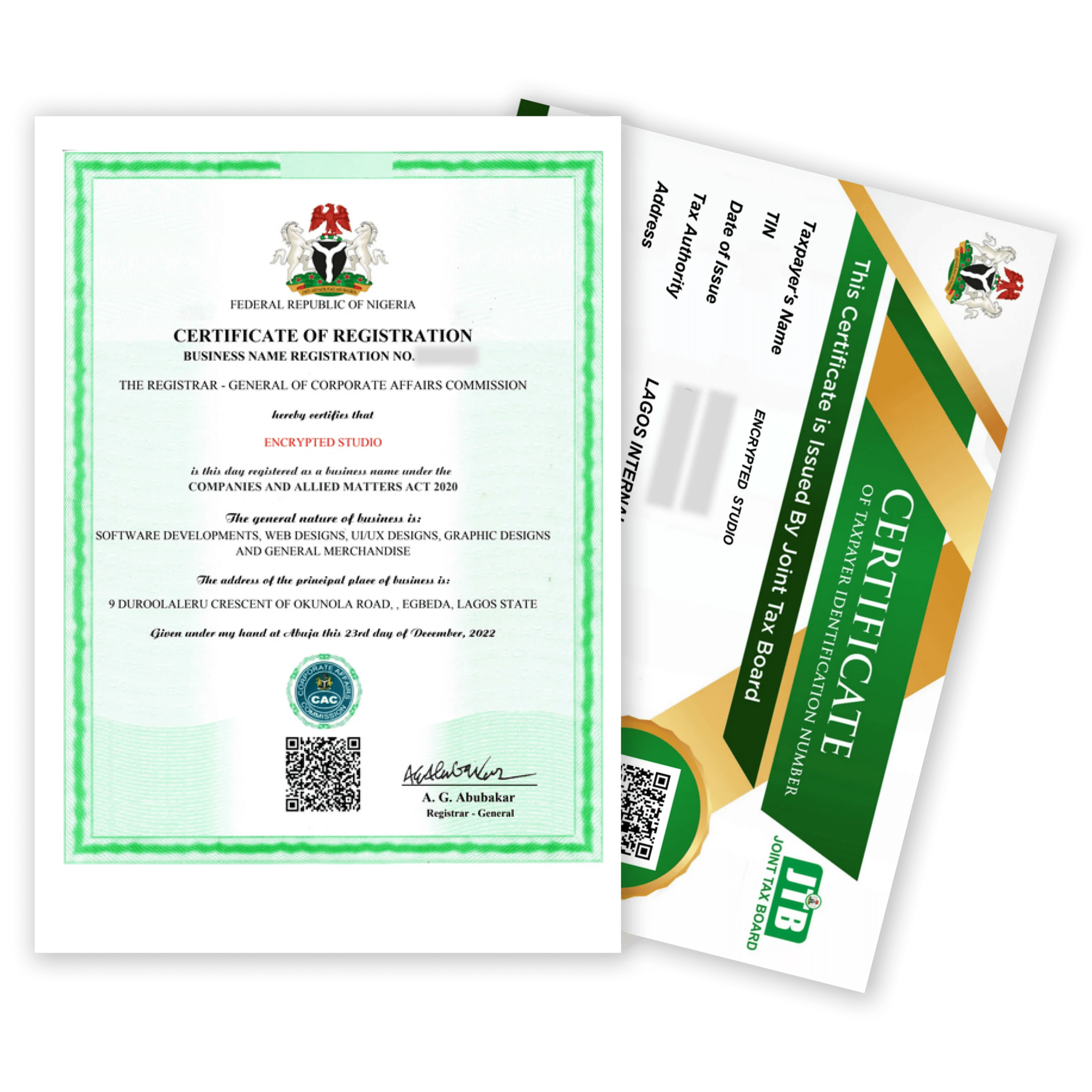 Business Registration Encrypted Studio