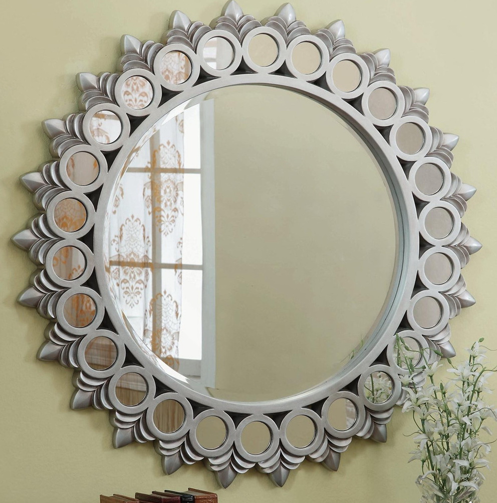 Large Round Silver Mirror