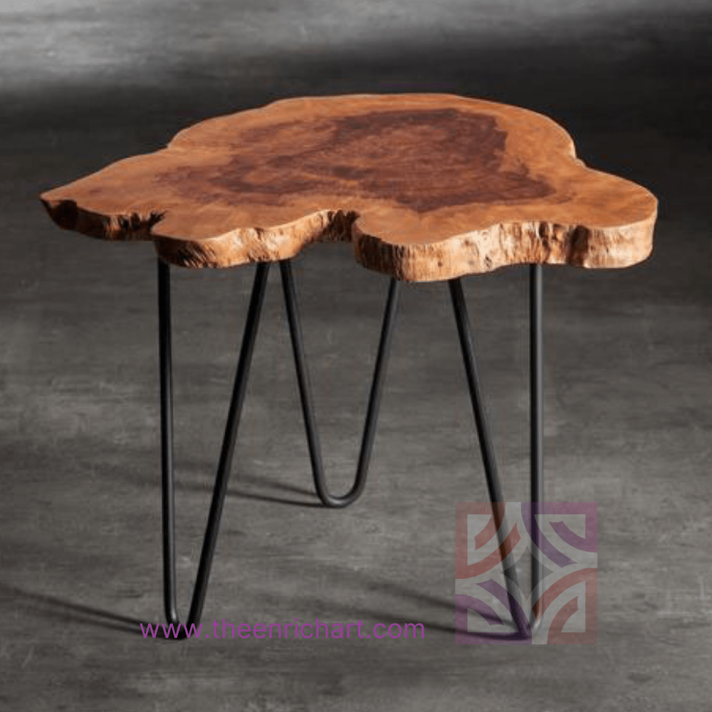 Mahogany Mango Wood & Metal Stool Enrich Art International