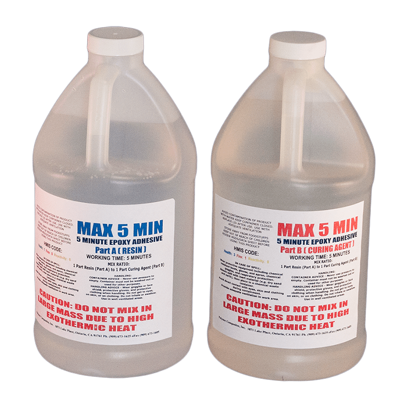 MAX 5 MIN 1 GALLON GLUE EPOXY ADHESIVE FAST SET TIME TOUGHENED LOW