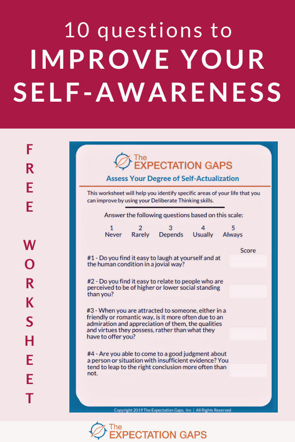SelfActualization Worksheet The Expectation Gaps