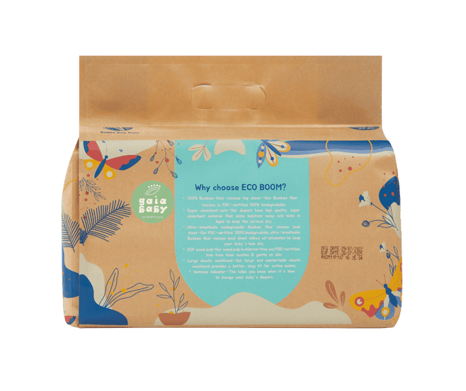 Gaia Baby Eco Boom Premium Bamboo EcoFriendly Diapers Rash Free, Super