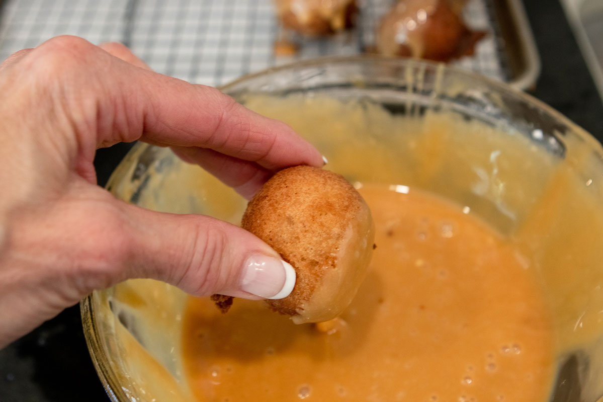 Applesauce Donut Holes with Caramel Glaze The Fancy Pants Kitchen
