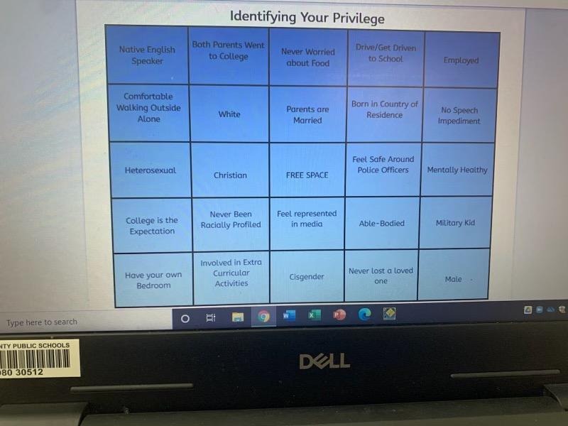 Fairfax Public School Demands High Schoolers Play 'Privilege Bingo