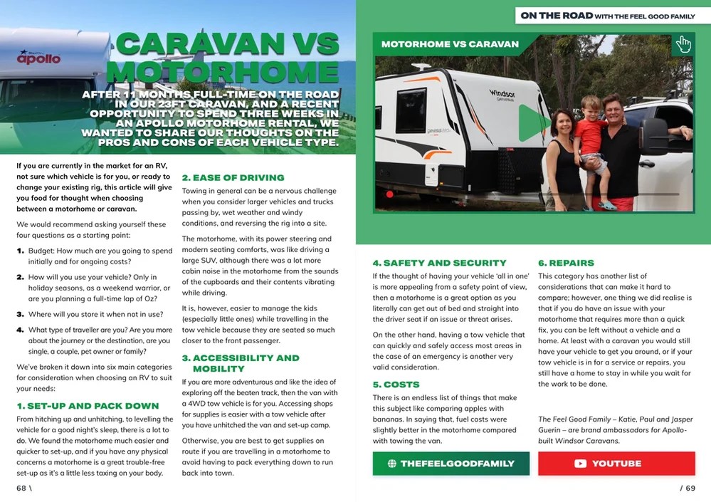 Caravan Vs Motorhome The Feel Good Family