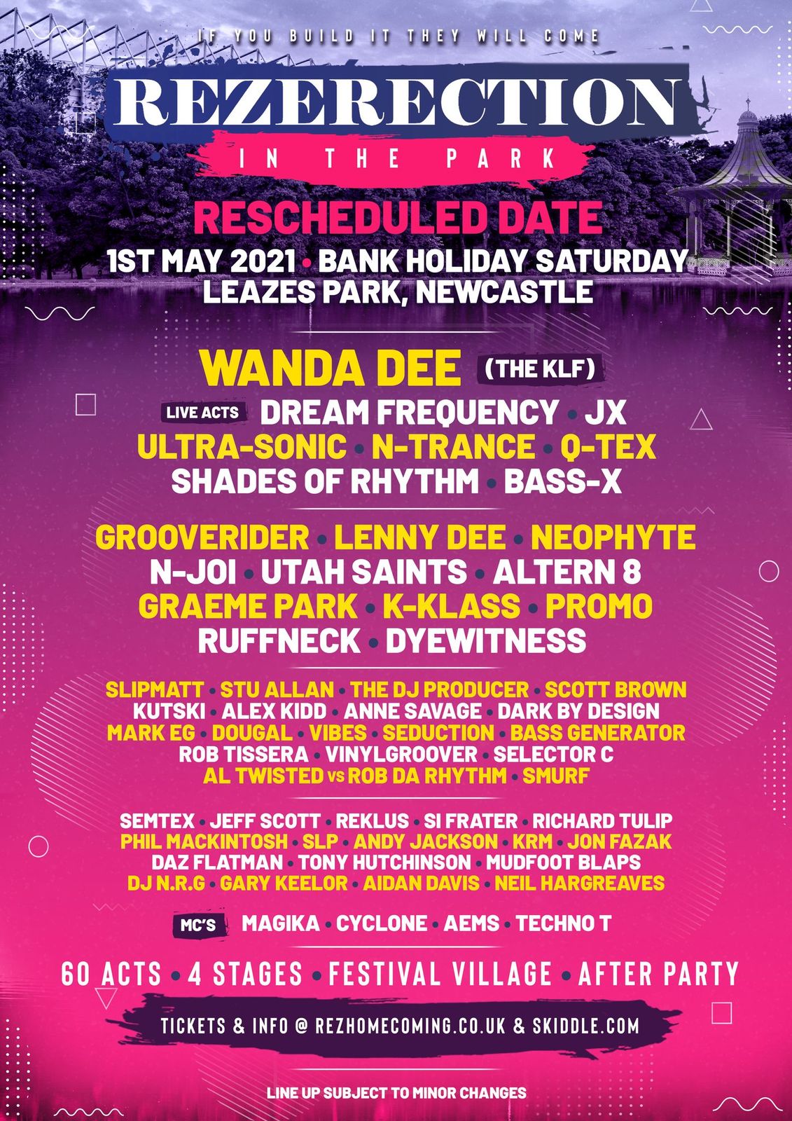Rezerection in the Park 2021 line-up poster