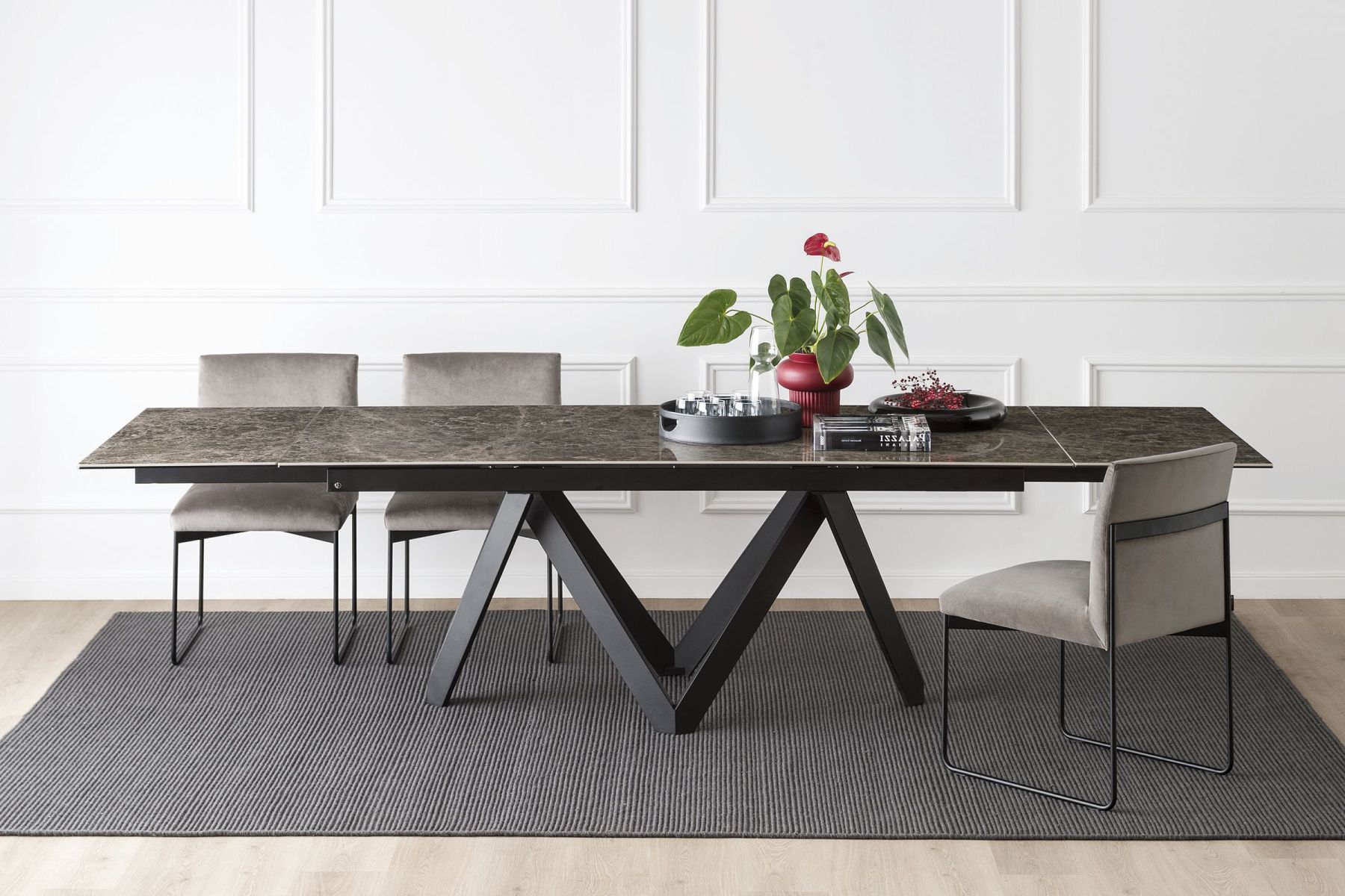 Обеденный стол CARTESIO коричневый мрамор, Calligaris — купить