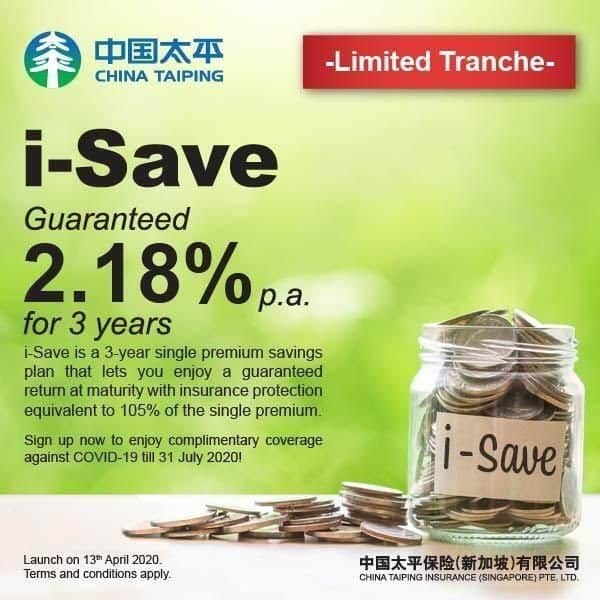 NEW China Taiping 2.18p.a 3yr iSave plan!