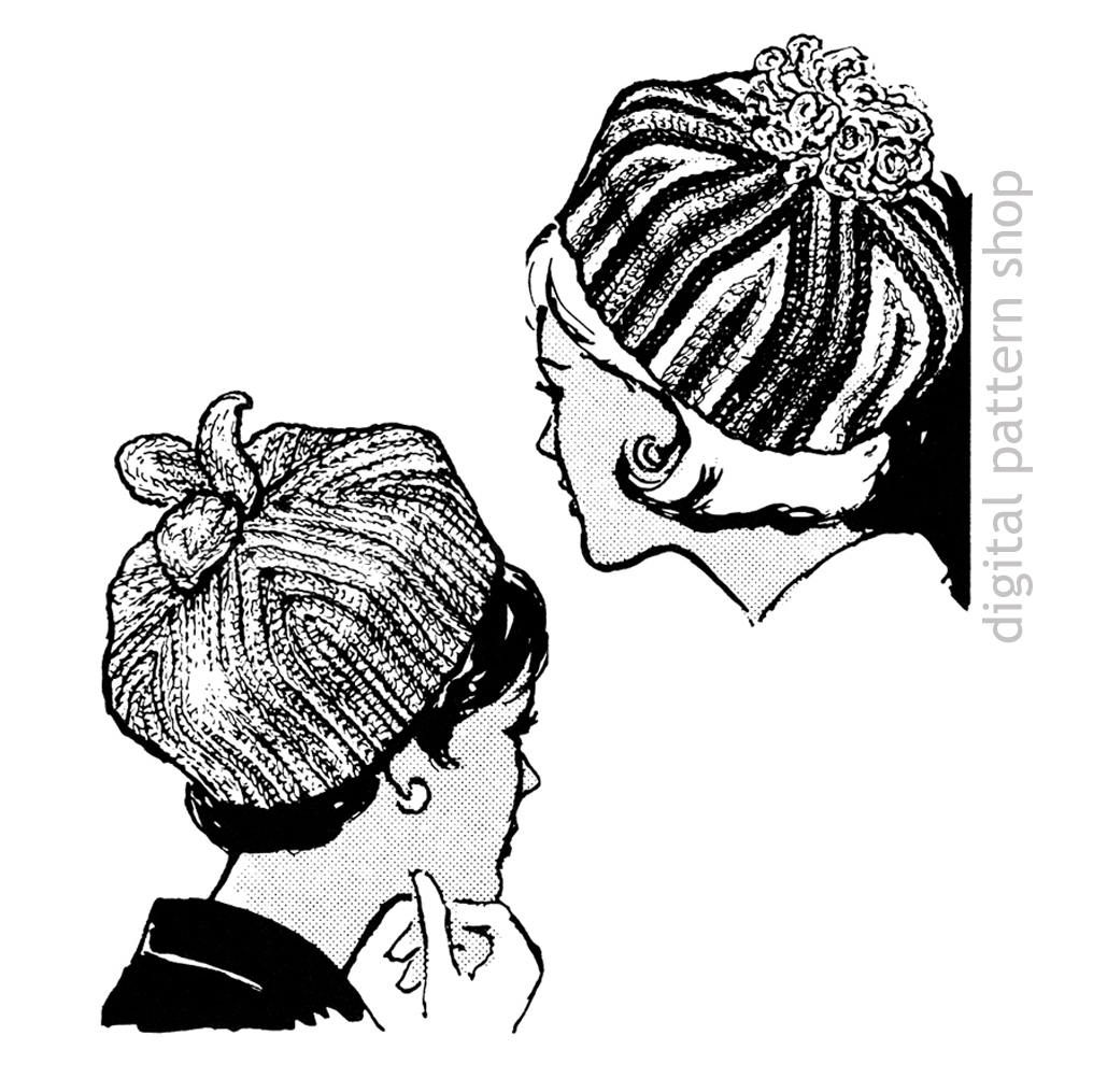 1960s Vintage Pillbox Hat Crochet Pattern for Women PDF the finicky
