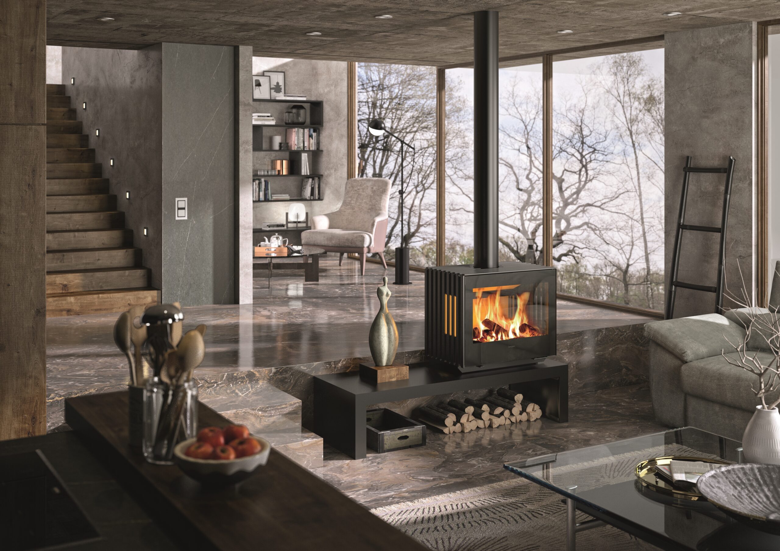 Hergom Glance L (Body) Wood Heater The Fireplace Studio