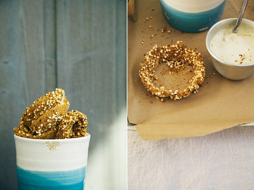 QUINOA ONION RINGS WITH CREAMY HORSERADISH DIP » The First Mess