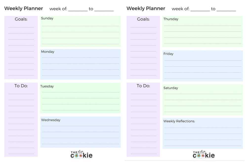 Free Printable Weekly Planner Pages • The Fit Cookie