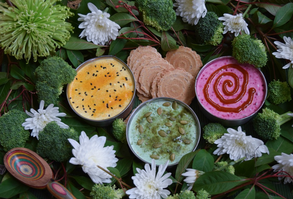 3 Vibrant Greek Yogurt Dips Beet, Turmic & Matcha