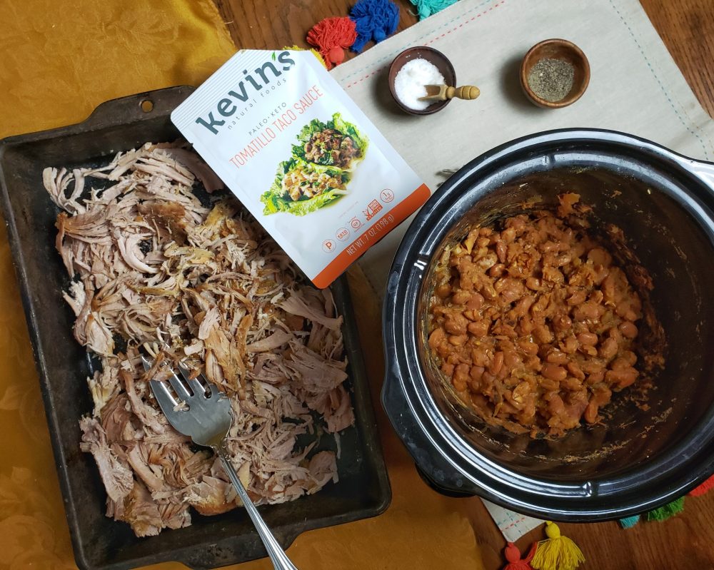 Tomatillo Shredded Pork Roast and Pinto Beans for Slow Cooker