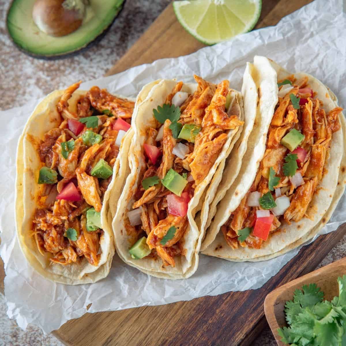 shredded chicken tacos