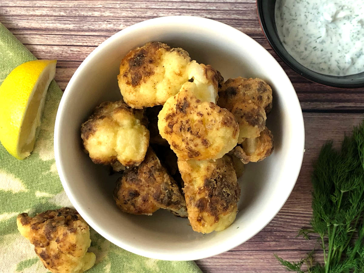 Pan Fried Breaded Cauliflower With Lemon Dill Sauce The Flavor Dance
