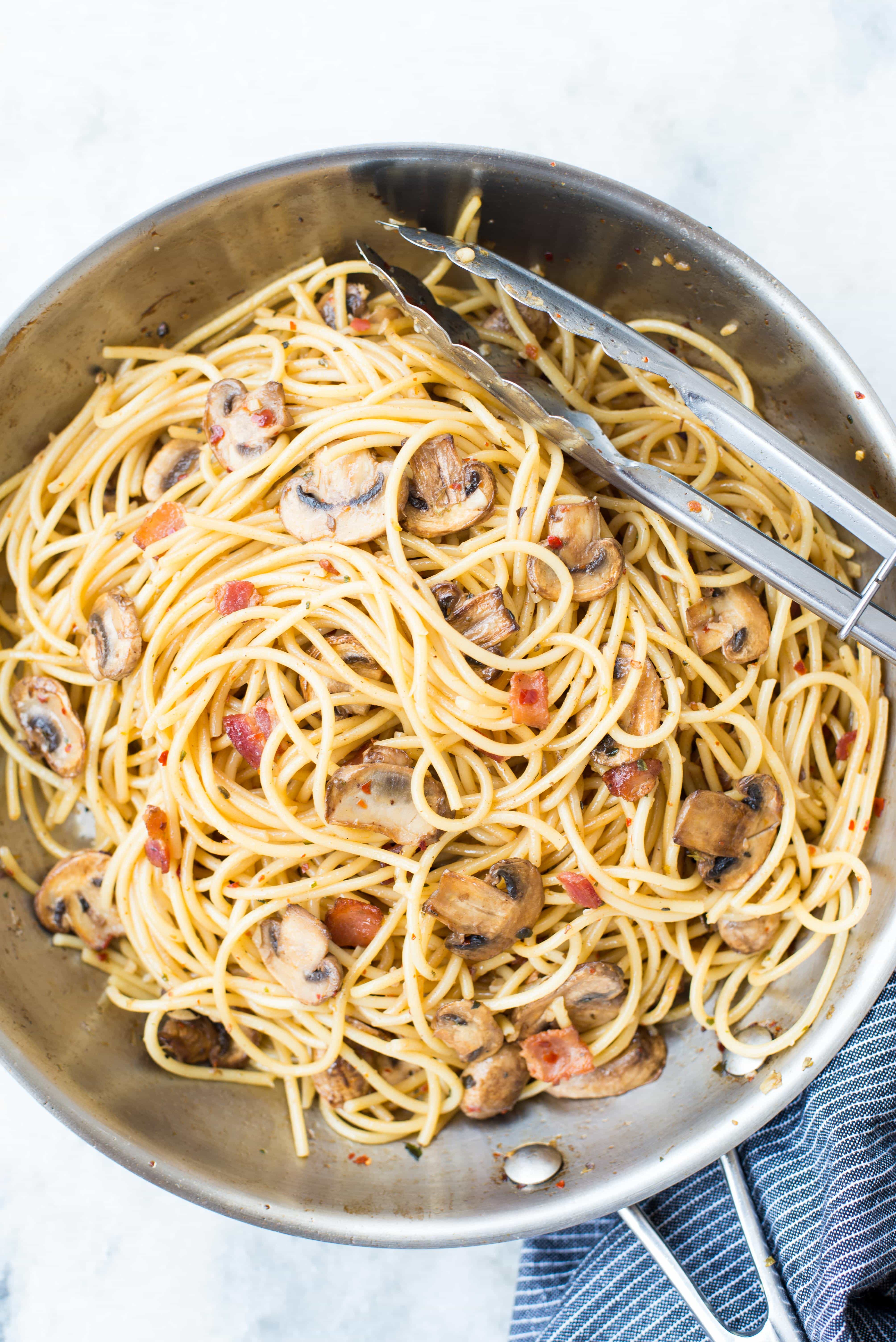 Garlic Mushroom Spaghetti With Bacon The flavours of kitchen