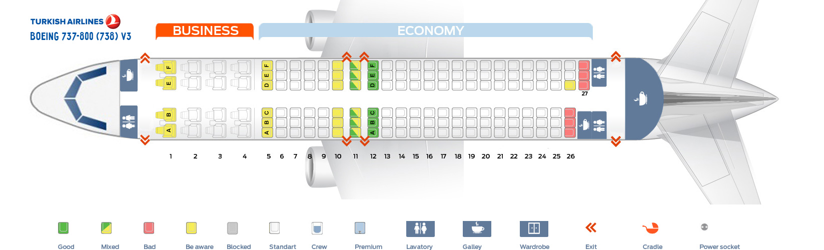 Turkish Airlines B777 Seat Map Seat map Boeing 737800 Turkish Airlines. Best seats in the plane