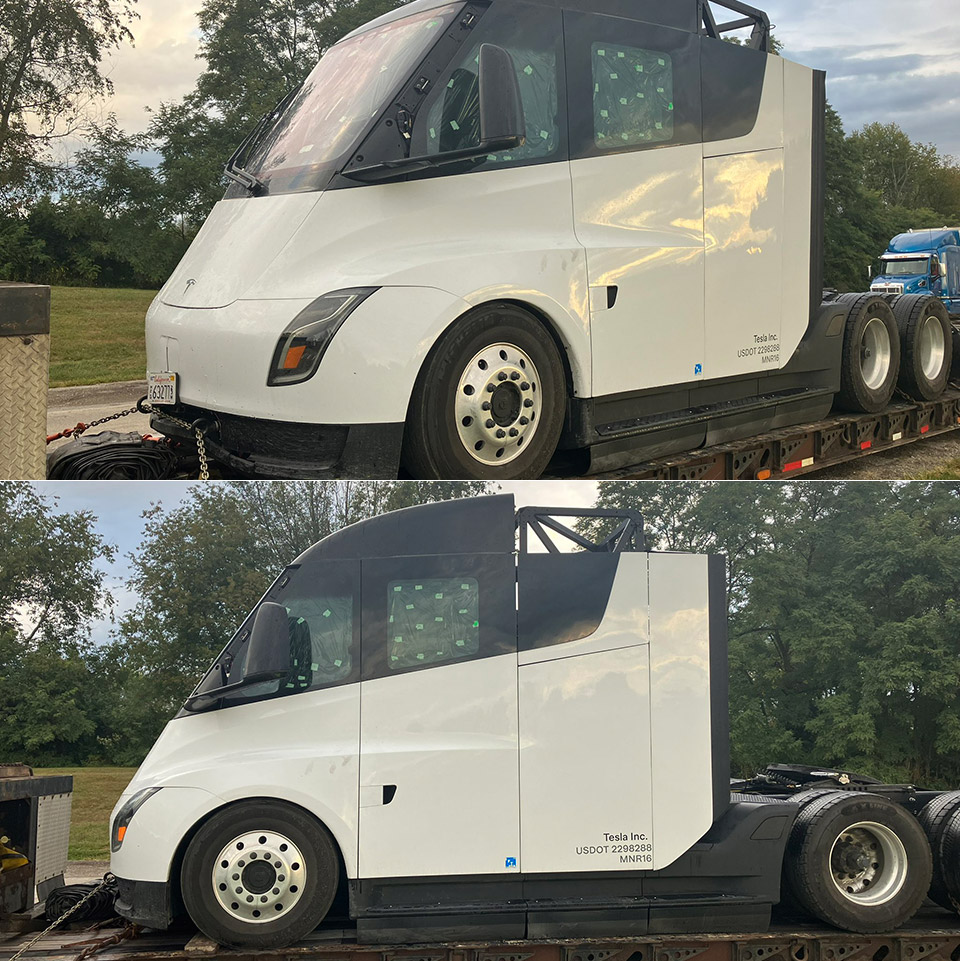 Tesla Semi Prototype Spotted on Trailer After Testing The Flighter