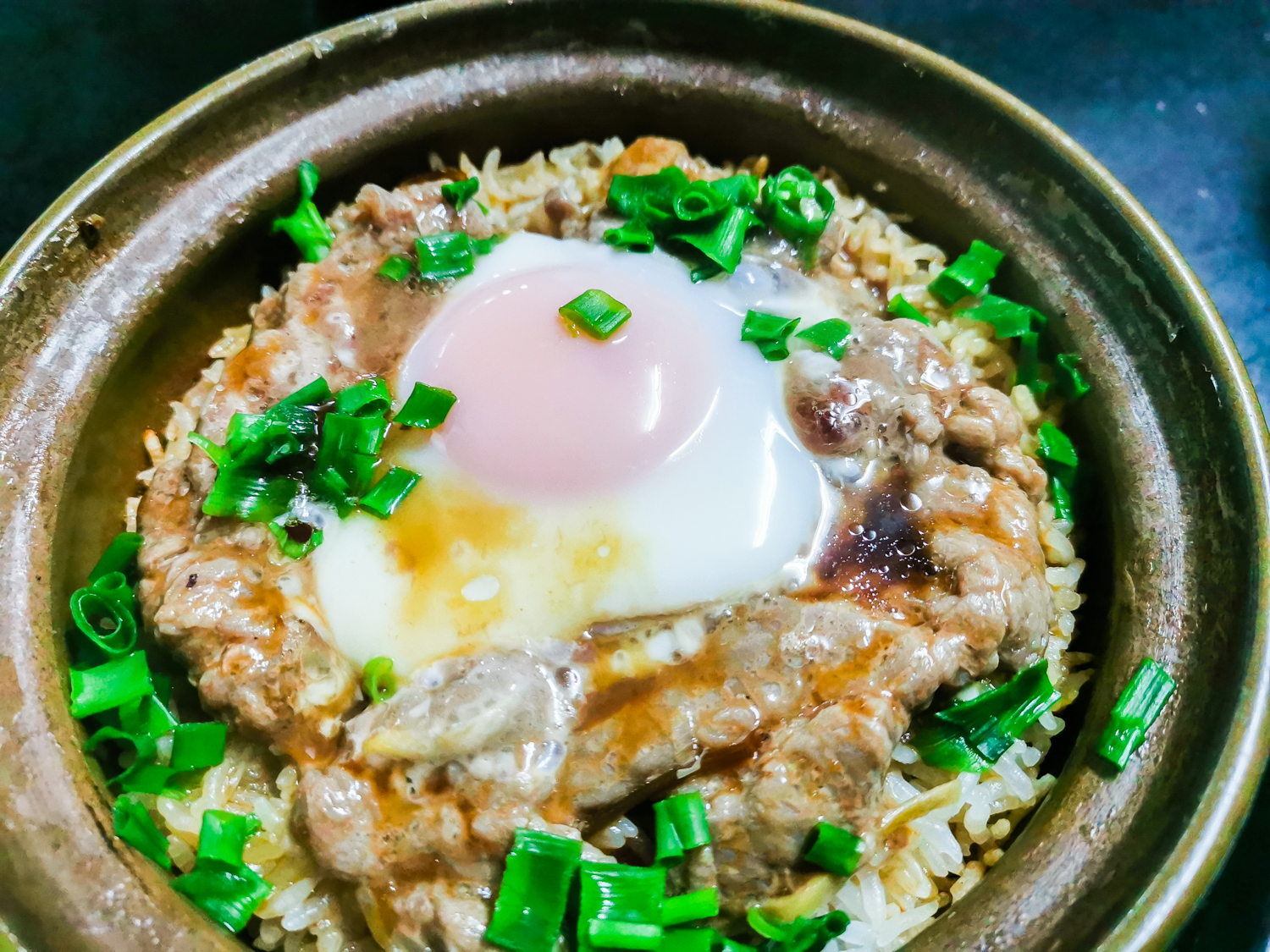 Clay pot rice with beef and egg The Food Gallery