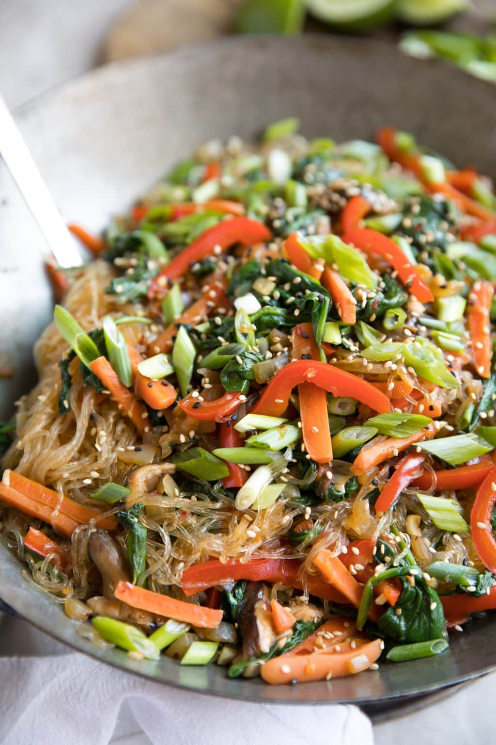 Korean Glass Noodle Veggie Stir Fry The Forked Spoon
