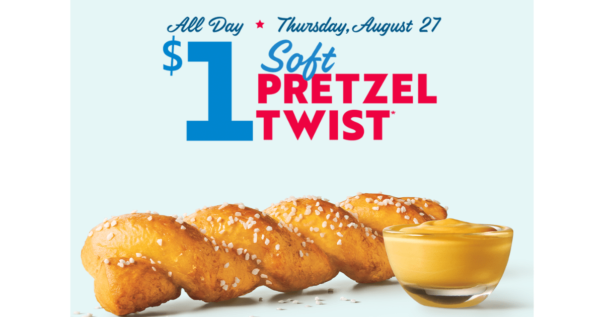 TODAY ONLY! 1 Soft Pretzel Twist at Sonic The Freebie Guy
