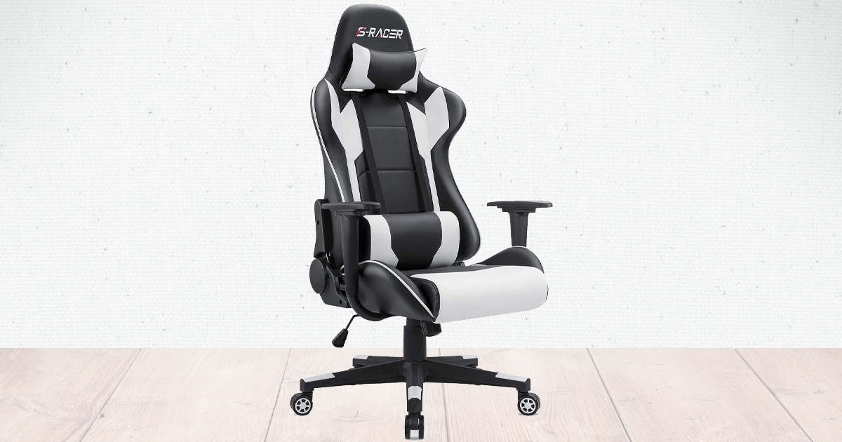 AMAZON GAMING CHAIR WITH HEADREST & LUMBAR SUPPORT ONLY 80.74 The