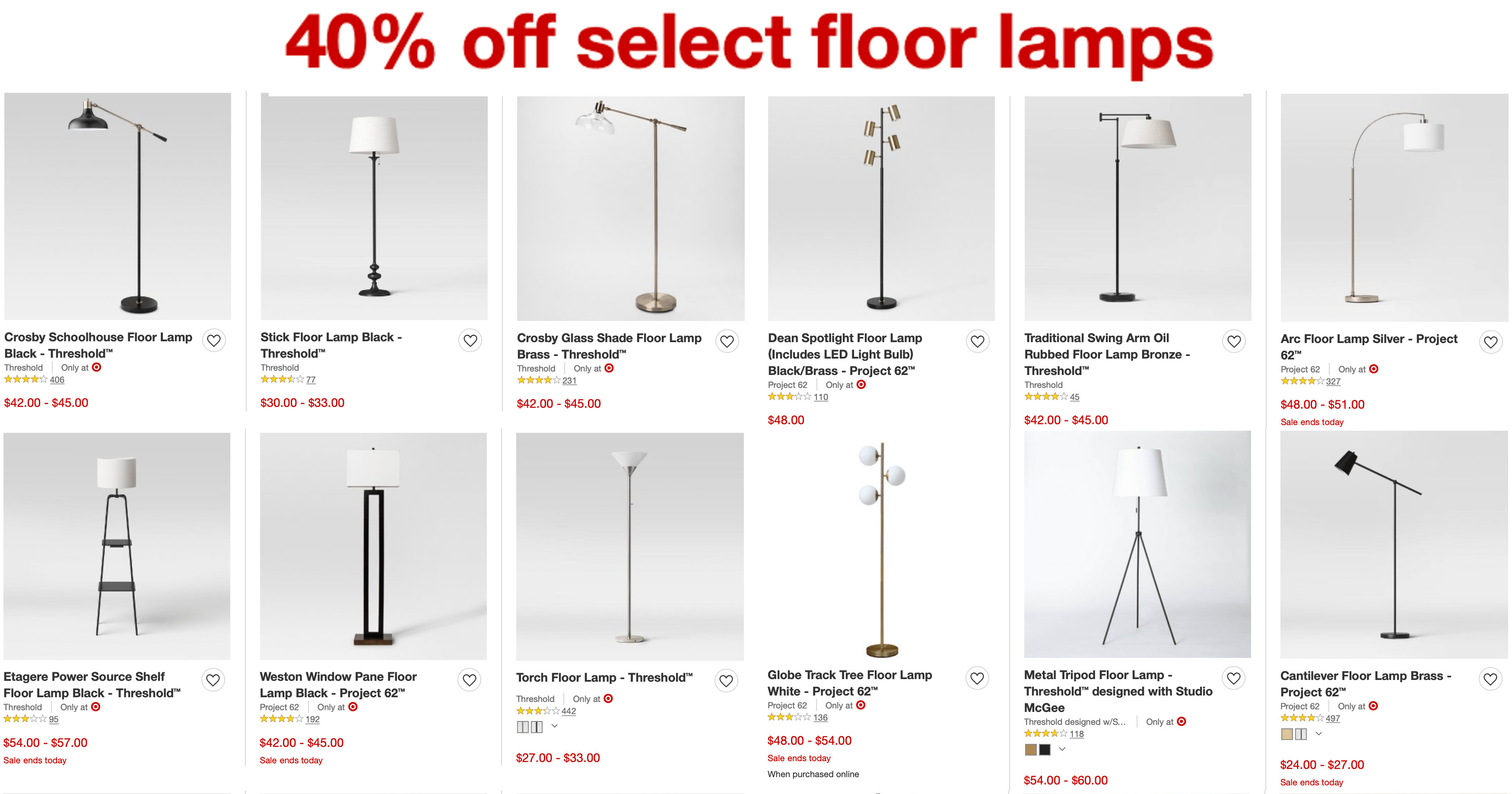 Target 40 Off Select Floor Lamps Today Only The Freebie Guy® ️️️