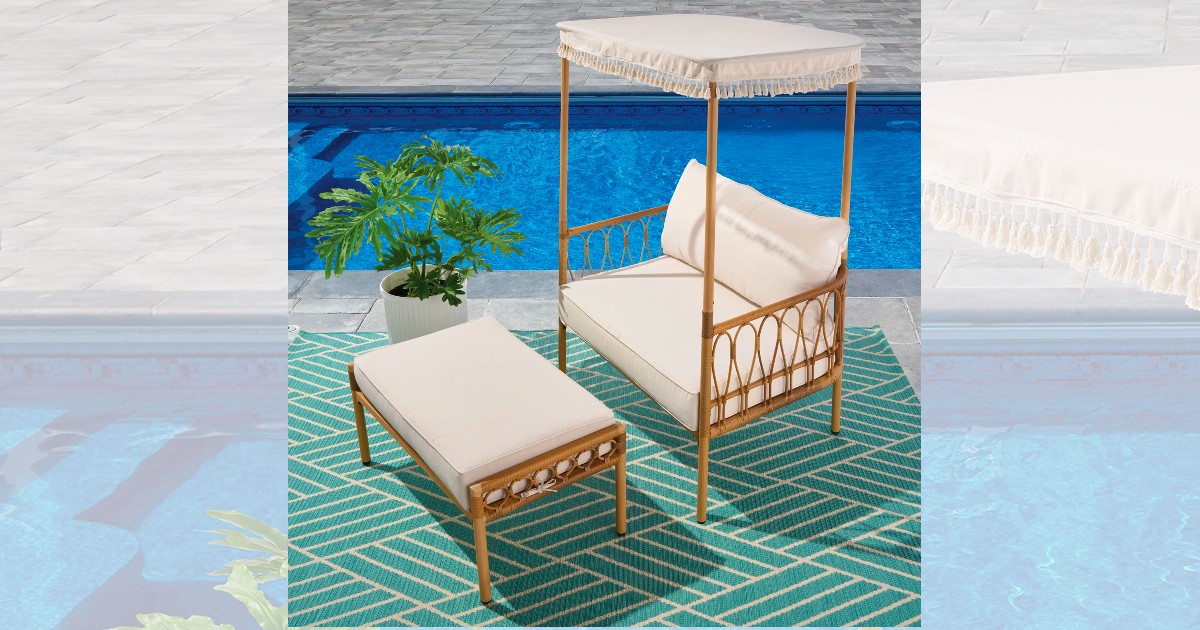 Better Homes & Gardens Wicker Outdoor Canopy Chair and Ottoman Set Only