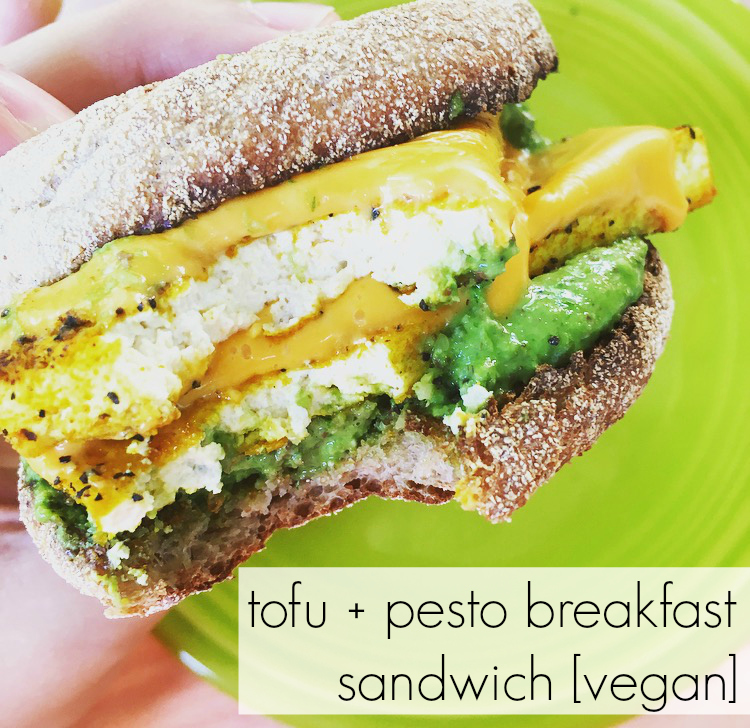 Tofu + Pesto Vegan Breakfast Sandwich The Friendly Fig