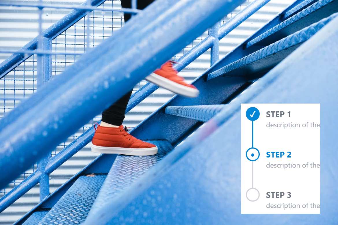 How to create a stepper atomic component using pure css and tailwind