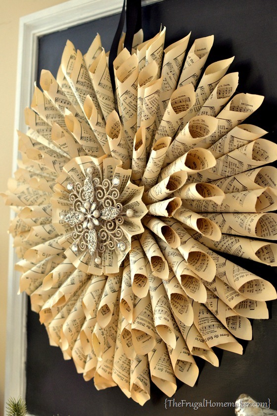 Homemade Vintage Music Book Page Wreath