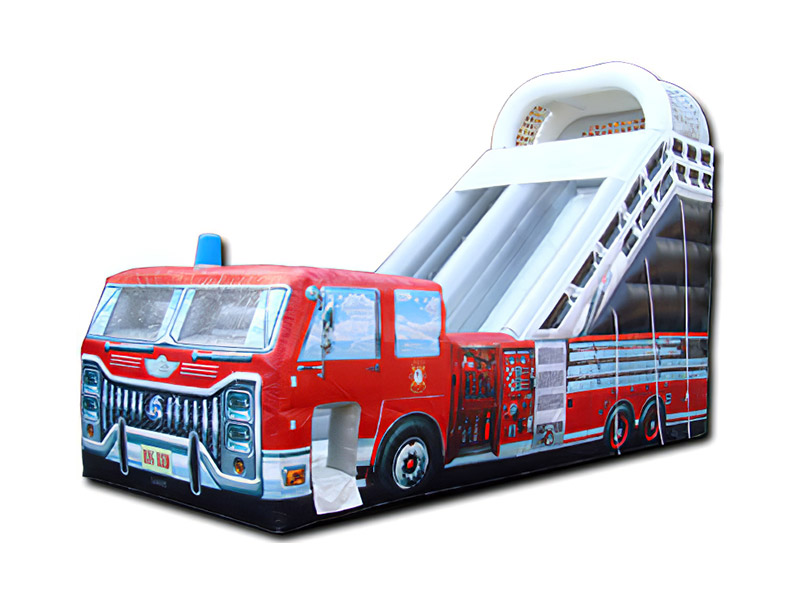 18' Fire Truck Inflatable Slide The Fun Ones