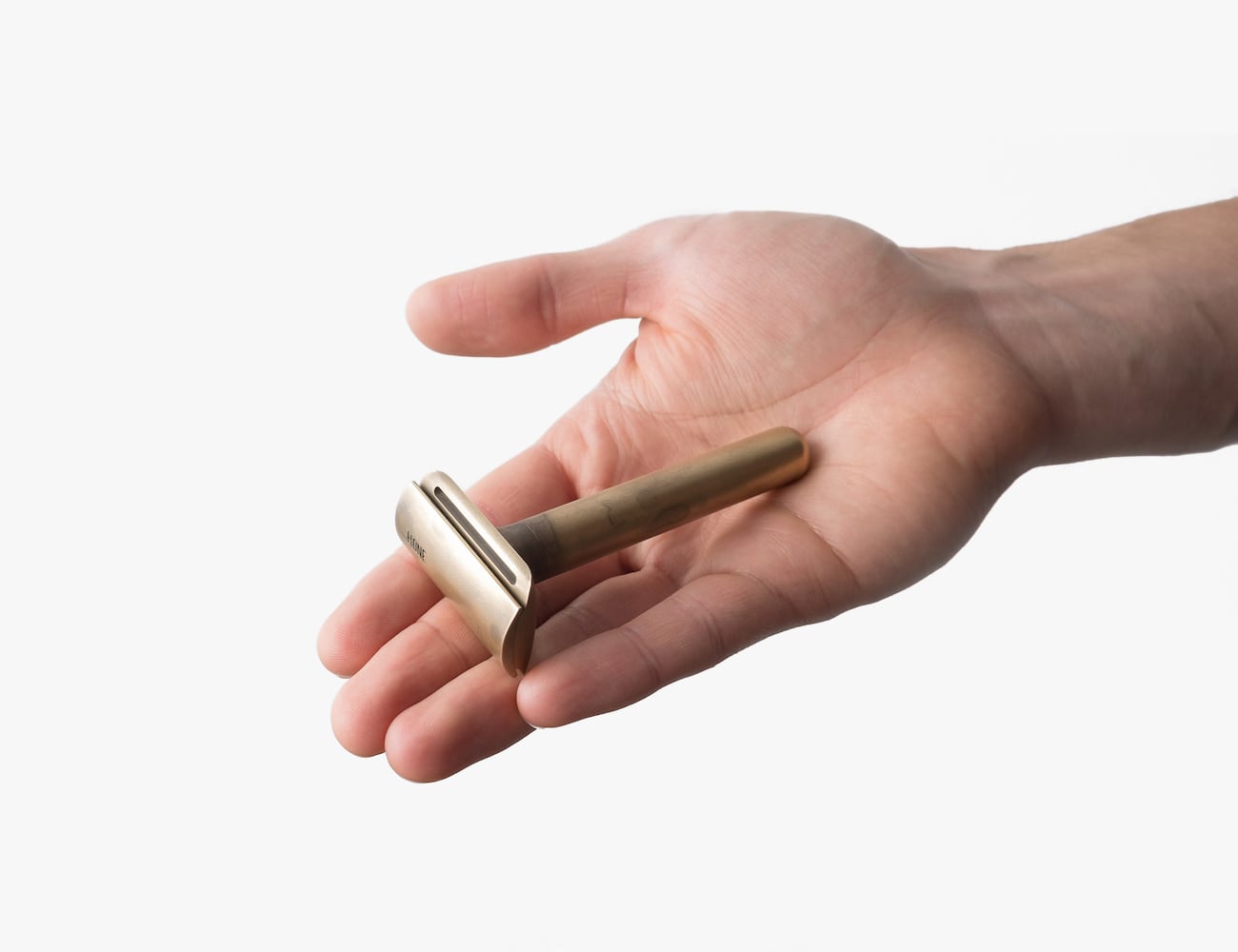 This golden safety razor will add pizazz to your bathroom counter