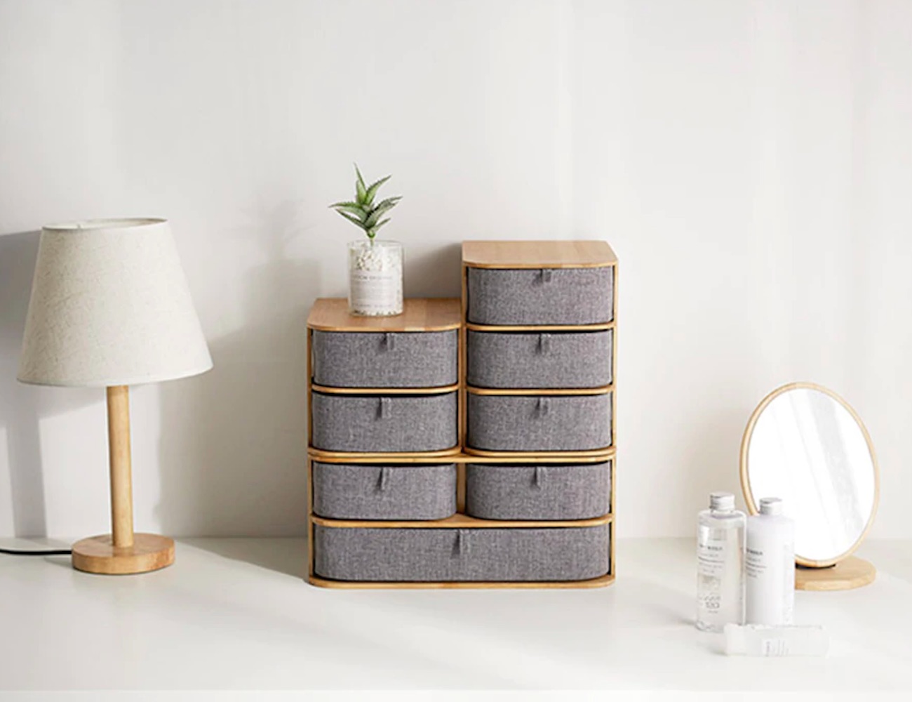 These desktop storage drawers combine style and convenience