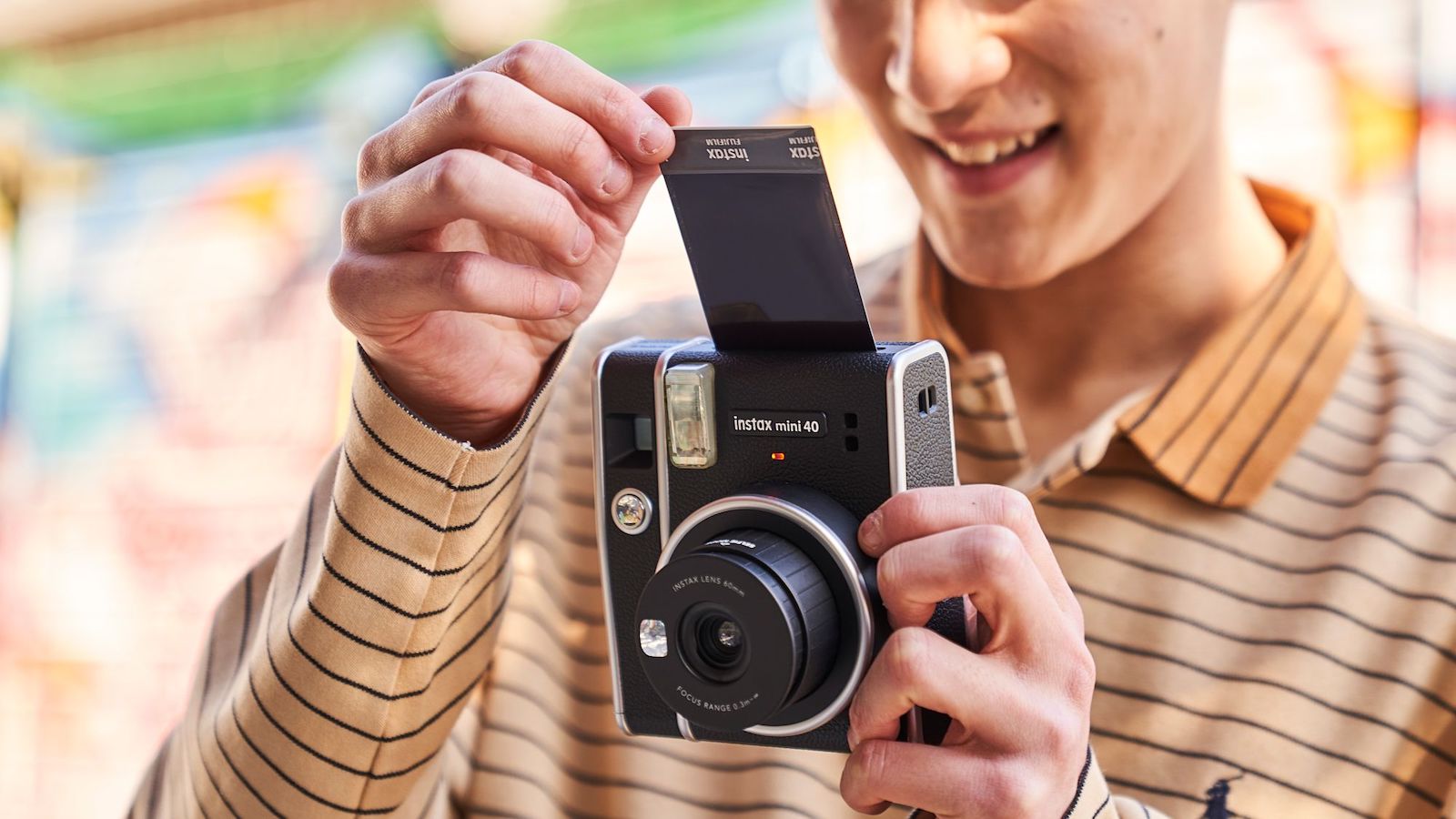 FUJIFILM instax mini 40 instant camera has a vintage look and selfie