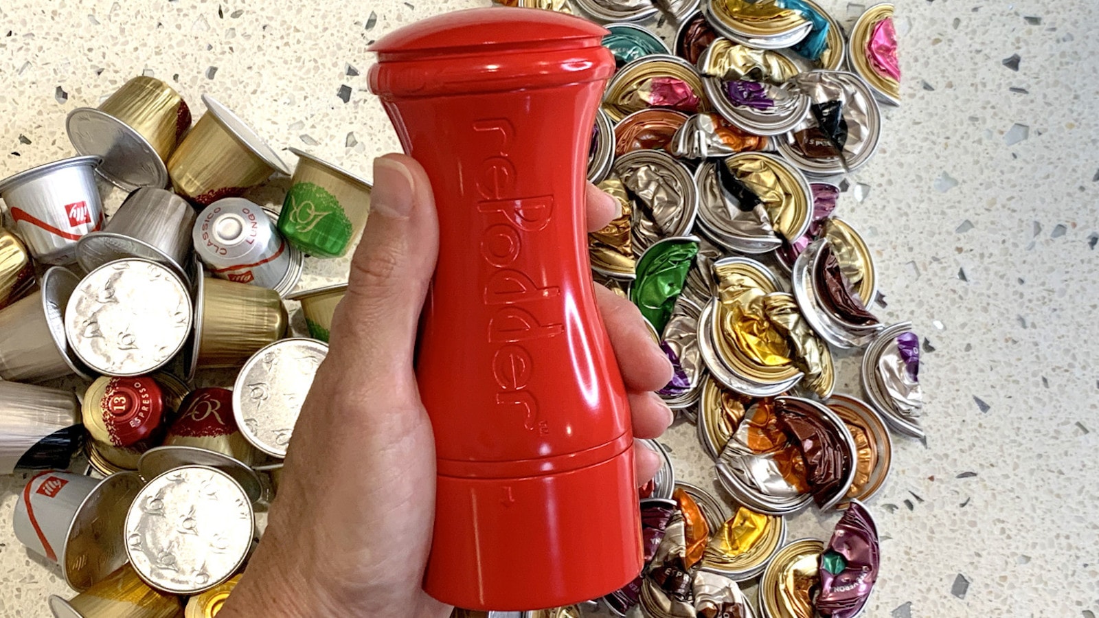 rePodder coffee pod recycling tool lets you recycle your aluminum coffee capsules at home