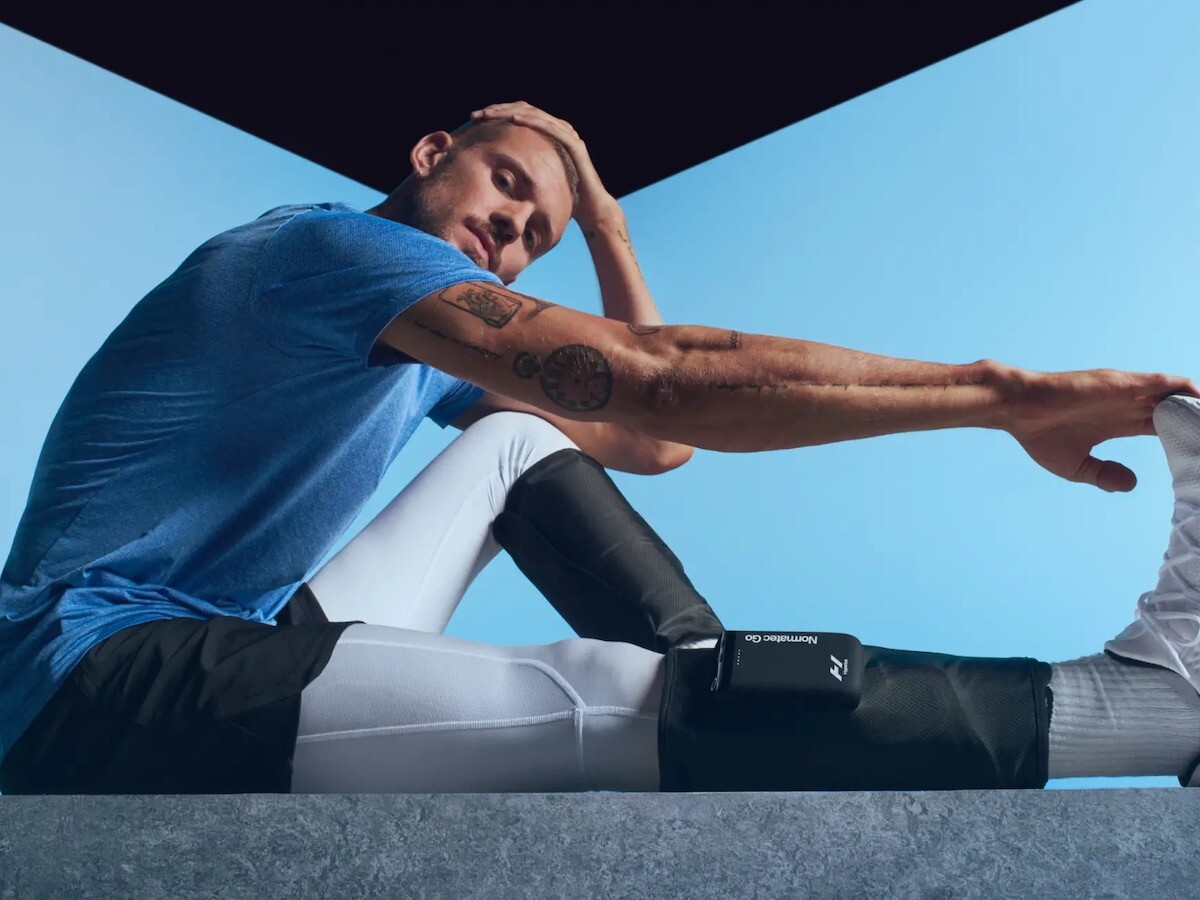 Hyperice Normatec Go compression sleeve for calf lets you massage with