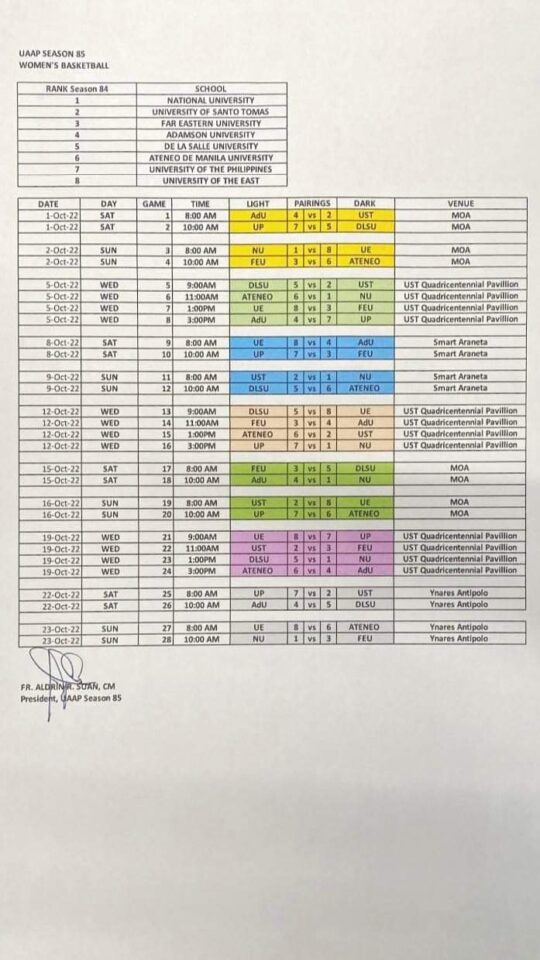 Rise as One The UAAP basketball schedule is here! The Game