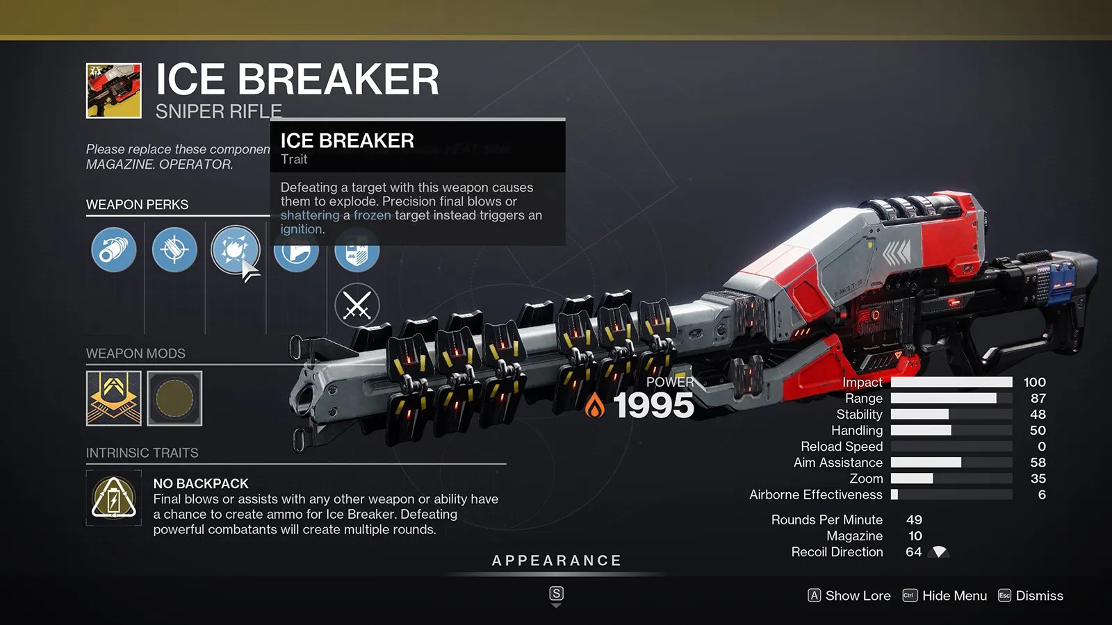 Destiny 2: How To Get Ice Breaker Exotic Sniper Rifle, Perks 