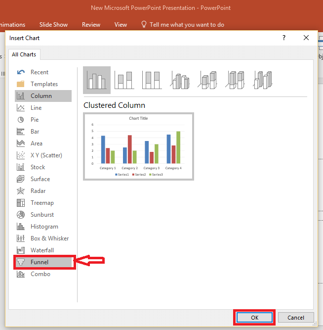 Create a Funnel Chart in Excel, PowerPoint and Word 2016