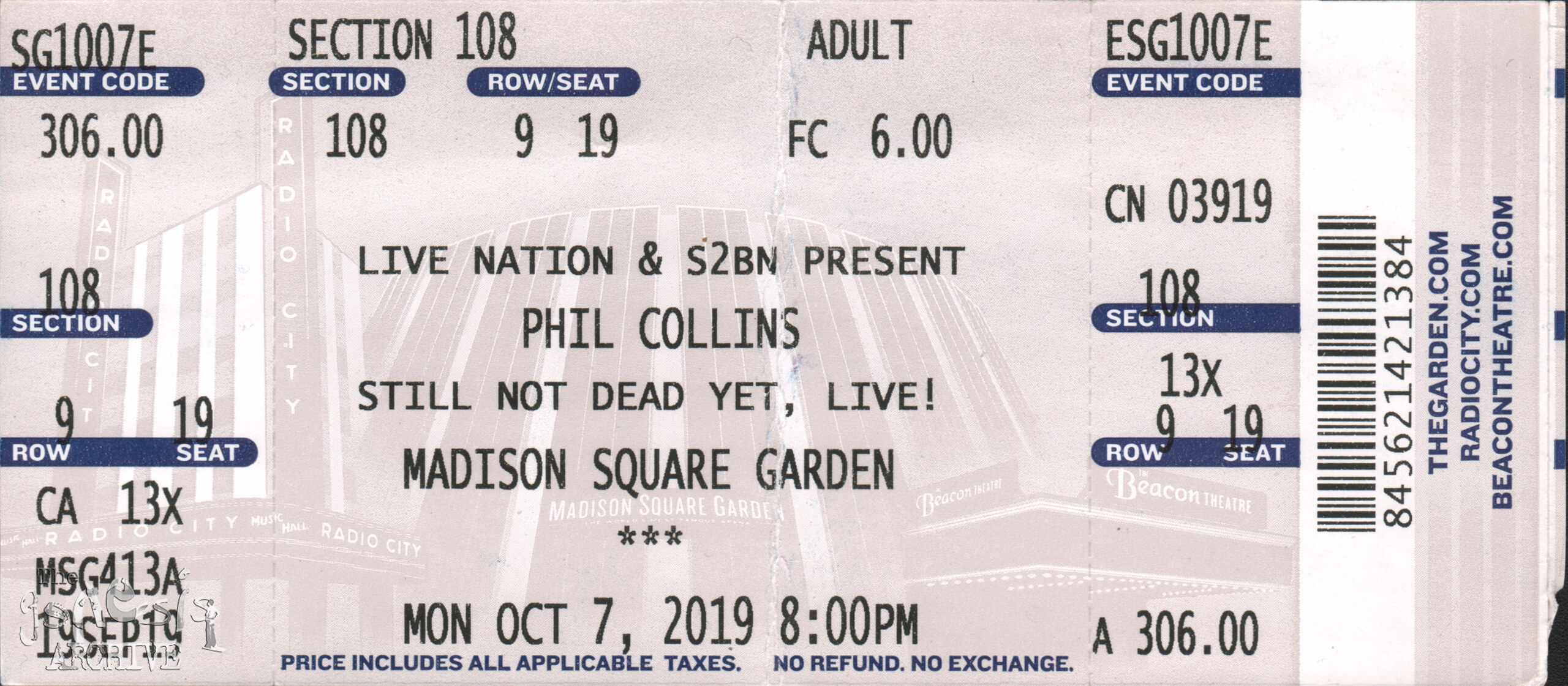 Ticket PC Madison Square Gardens New York 7th