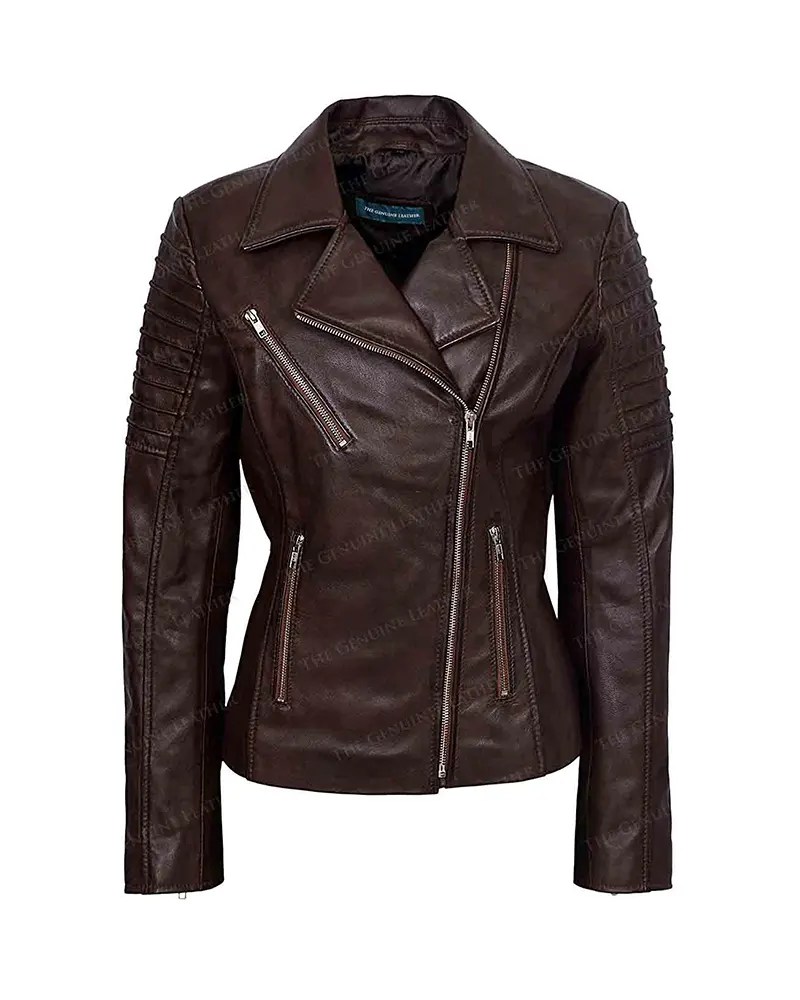 Womens Motorcycle Brown Leather Jacket Womens Motorcycle Jacket