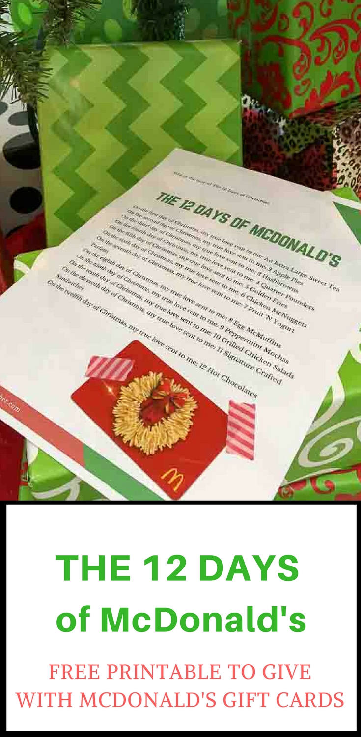 Free Christmas Printable for a McDonald's Gift Card - The Gifted Gabber